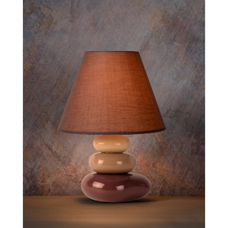 Lampe de table contemporaine céramique brune Galet