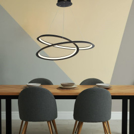 Suspension LED noir contemporaine Swirl