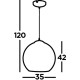 Suspension moderne Ø 35 cm verre et métal Balls