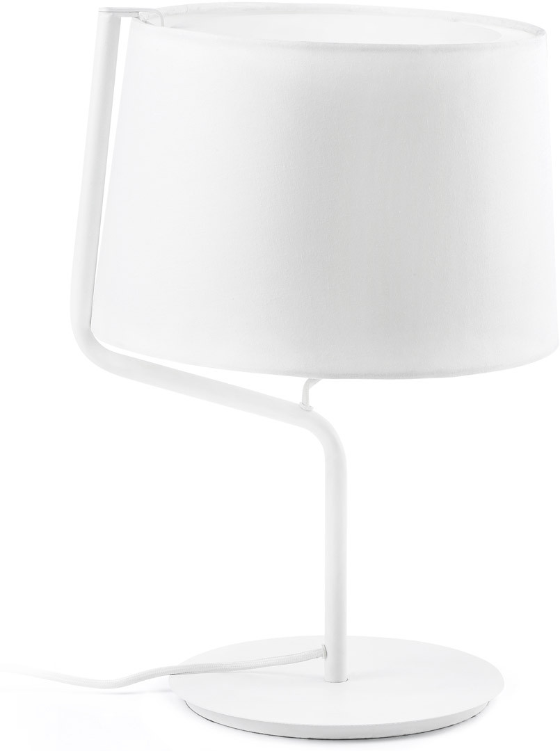 Lampe de chevet moderne blanche en métal et tissu Camille