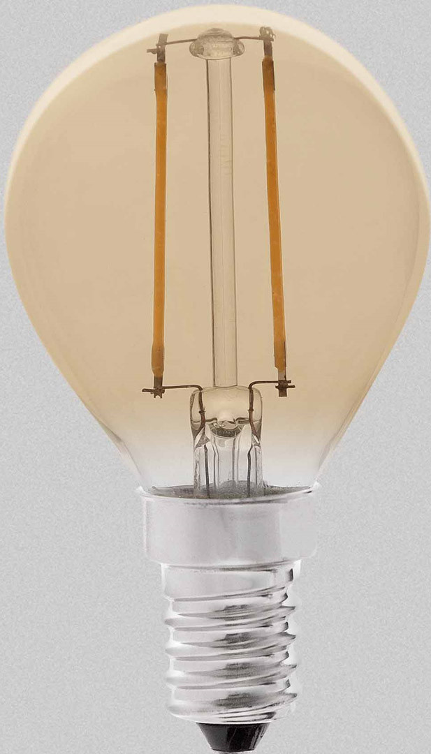Ampoule décorative ambre LED E14 2W Ø4,5 cm 200Lm